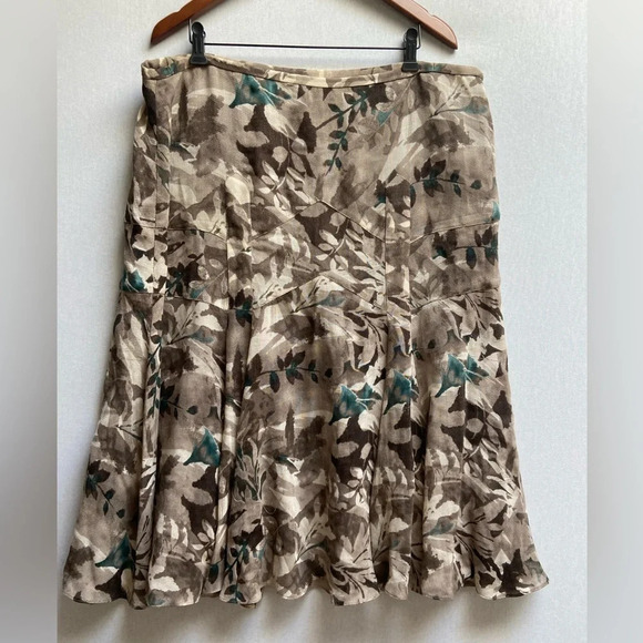 Anne Klein wool leaf mural midi skirt Sz  18W - Picture 2 of 9